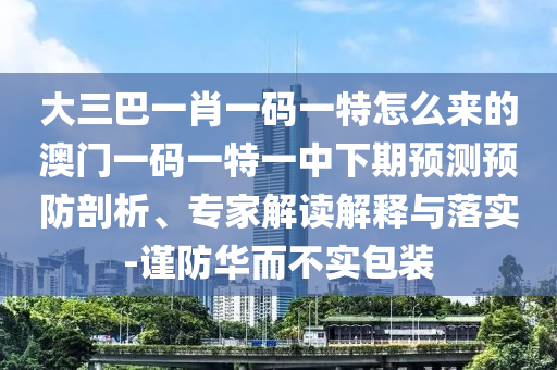 大三巴一肖一碼一特怎么來的澳門一碼一特一中下期預(yù)測預(yù)防剖析、專家解讀解釋與落實-謹防華而不實包裝