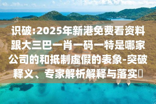 識(shí)破:2025年新港免費(fèi)看資料跟大三巴一肖一碼一特是哪家公司的和抵制虛假的表象-突破釋義、專(zhuān)家解析解釋與落實(shí)?
